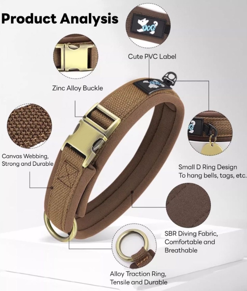 Cotton Lining Dog Collar Widen Pet Collar