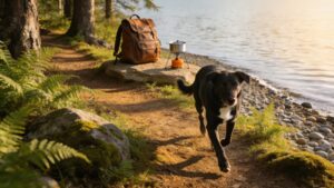 Outdoor dog leash for hiking trails with durable waterproof design