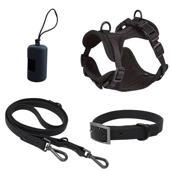 Black waterproof PVC dog walking set