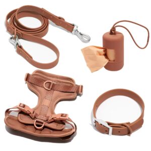 Brown waterproof PVC dog walking set