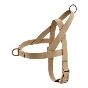 khaki no pull waterproof PVC dog harness front clip design
