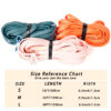Long Orange Waterproof PVC Dog Leash With Frog Clip Size Guide Long Orange Waterproof PVC Dog Leash with Frog Clip size chart showing leash lengths, widths, and hardware specifications