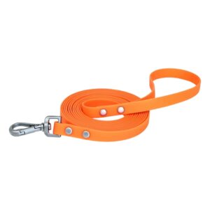 orange plain texture waterproof PVC long dog leash outdoor use