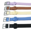 PVC Dog Collar Hardware Options Flat lay waterproof PVC dog collars with multiple hardware finishes