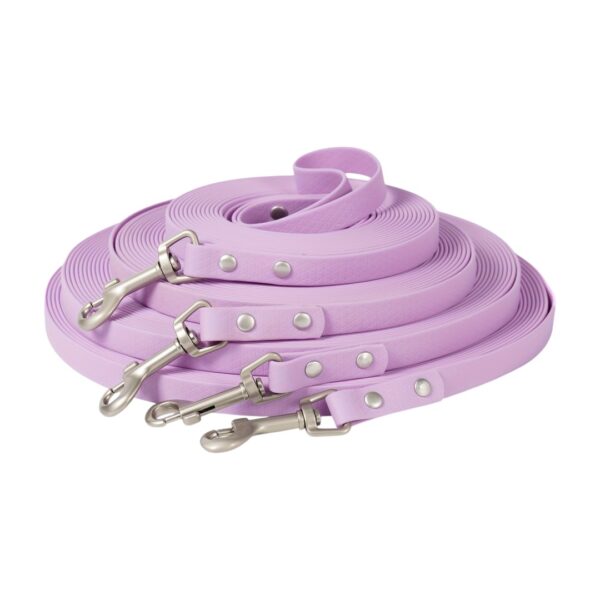 purple waterproof PVC training leash multiple length display