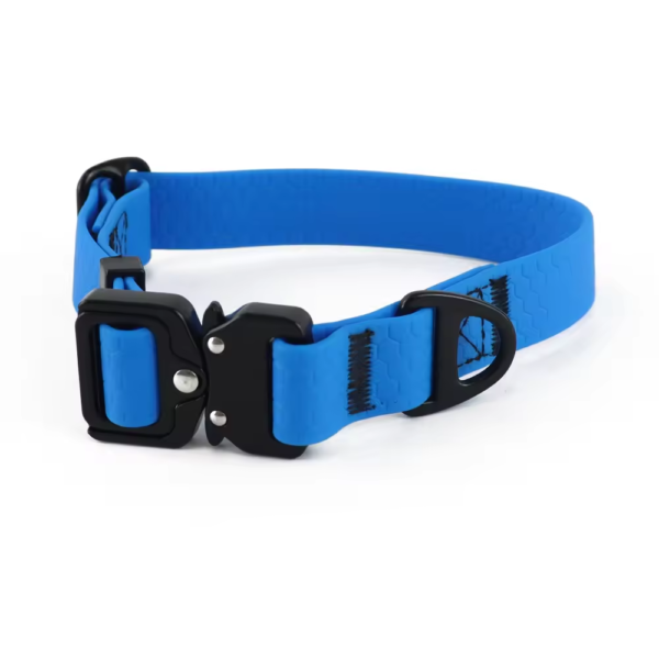 Blue Honeycomb Tactical Waterproof PVC Dog Collar