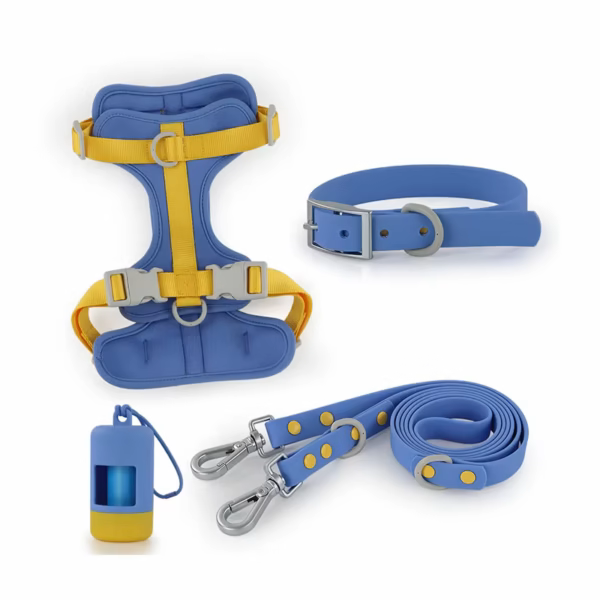 Custom light blue 4-piece waterproof PVC dog walking set