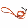 Orange PVC dog leash with black metal hook for outdoor walking