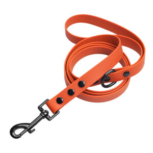 Custom orange waterproof PVC dog leash with black hardware