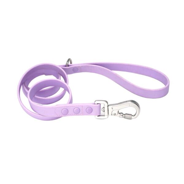 Purple PVC dog leash with silver metal hook
