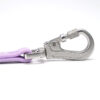 Silver metal hook on purple waterproof PVC dog leash