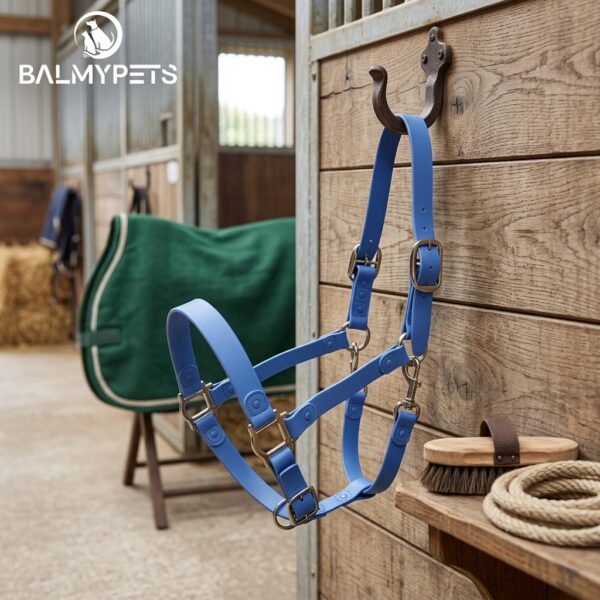 Waterproof PVC equine halter for outdoor use